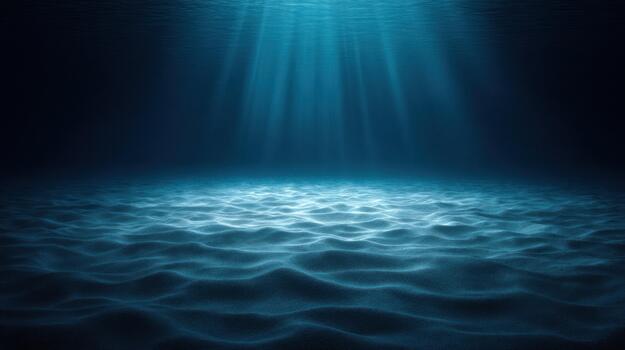 Underwater scene with sunlight beams and rippled water abstract background photo