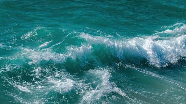 Ocean waves crashing with white foam and turquoise water textures photo