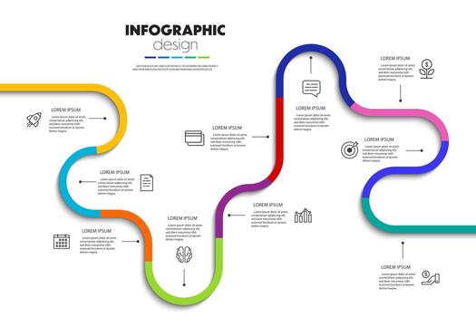 Timeline infographics template diagrams, graphs, presentations and business concept charts with 10 options vector