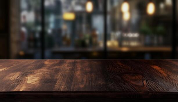 Wooden display dark table for showcase backdrop product promotion photo