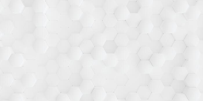 A clean and minimalist three-dimensional abstract background featuring a bright, seamless honeycomb pattern of subtly textured hexagonal tiles in pure white. photo