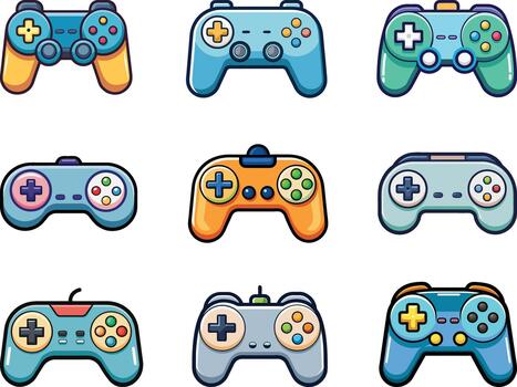 colección de negro juego controladores iconos, juego controladores, vector