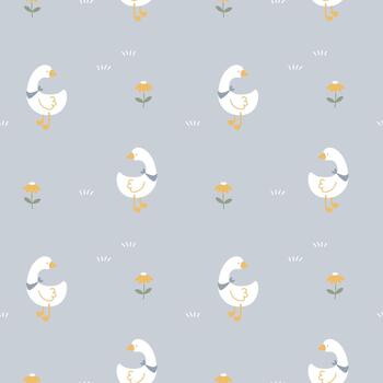 seamless minimal duck repeat pattern background vector