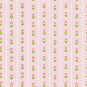 seamless minimal flower repeat pattern pink color background vector