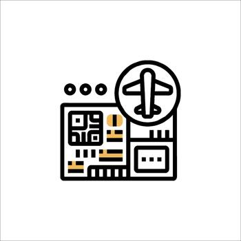 Aviation Technology Flight Data Airplane and QR Code Icon, system vector