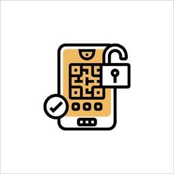 QR Code Security Mobile Phone Unlock Verification Icon, authentication vector