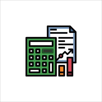 Accounting Icon Calculator Chart and Financial Report, data vector