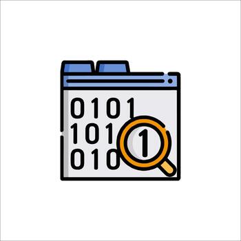 Binary Code Analysis Magnifying Glass on Data Zero One, computer vector