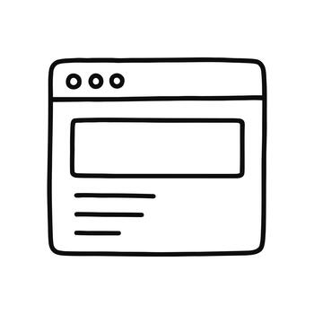 Simple doodle sketch of a computer software application window interface vector