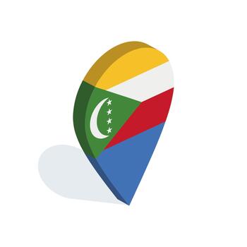 Comoros Flag 3D Isometric Map Navigation Pointer Icon vector