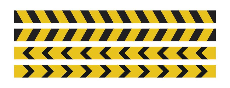 horizontal yellow warning banners with caution danger and alert text, repetitive hazard safety border elements, jagged edge design vector