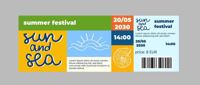 Modern ticket for summer event. Modern design templates vector