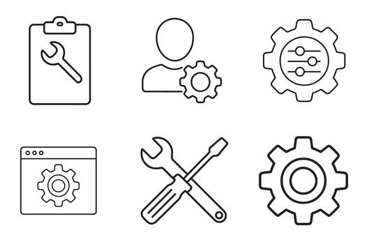 Settings configuration user solutions management settings. vector