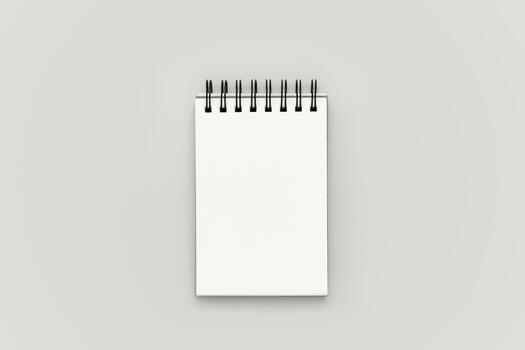 Blank spiral notebook notepad on background. Flat lay design mockup with empty space. Planning banner color of 2026 year photo