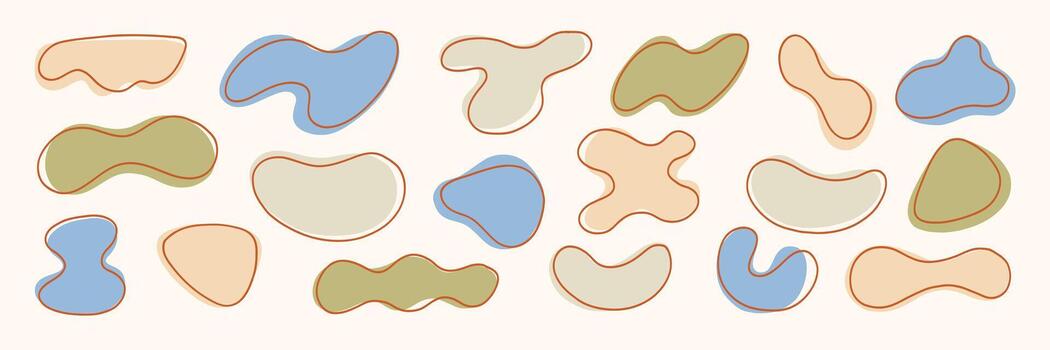 Pastel Organic Soft Blob Amoeba Shape with Line Kit vector