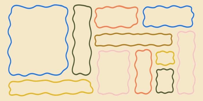 Wavy Textbox Retro Line Set vector