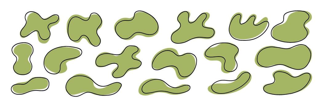 Green Organic Soft Blob Amoeba Shape with Line Kit vector