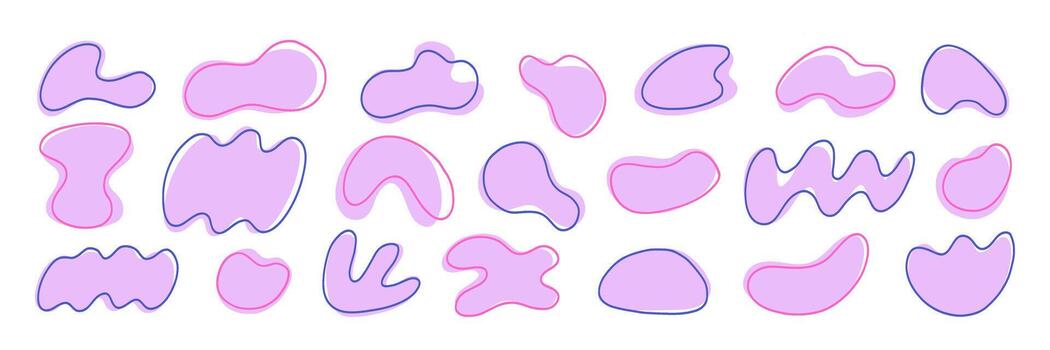Pink Organic Soft Blob Amoeba Shape with Line Kit vector