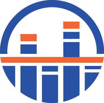 Abstract graph icon displaying data analysis in a circular frame representing growth vector