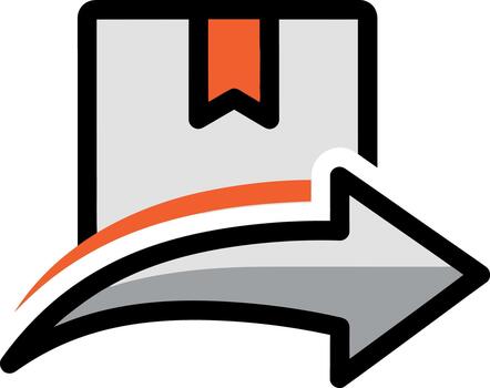 Return package icon showing direction in simple design for e-commerce and delivery vector