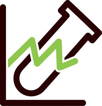 Rising graph with test tube showing growth in a laboratory for science and research vector