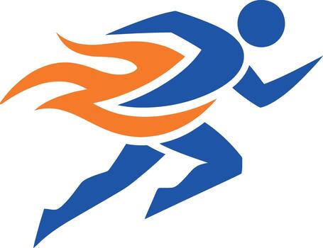 Dynamic runner sprinting with fiery energy symbolizing speed and motion in competition vector