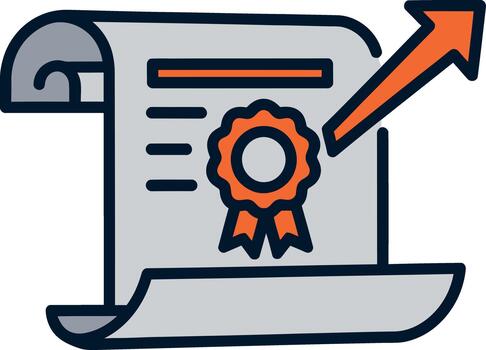 Successful certificate with an arrow pointing up symbolizing growth and achievement vector