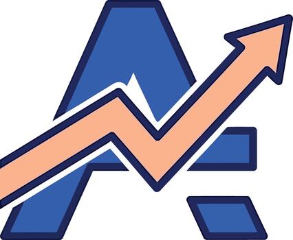 Letter A with arrow pointing up symbolizing growth and success in a business setting vector