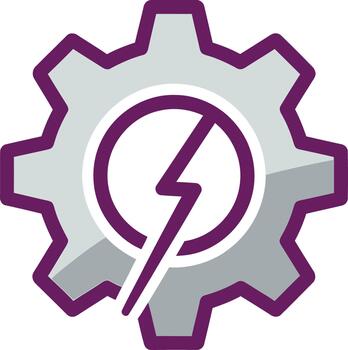 Stylized gear with lightning bolt symbolizing power and energy in a modern design concept vector