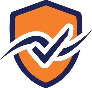 Secure shield verifying data with a checkmark in a digital environment for assurance vector