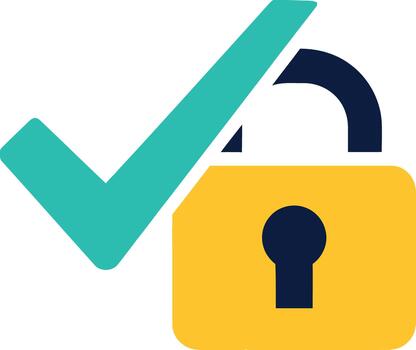 desbloqueado candado con marca de verificación significando seguridad despeje y sistema acceso concedido vector
