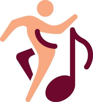 Stylized person dancing joyfully with a musical note in a vibrant and lively setting vector