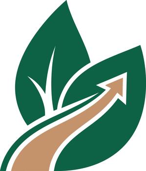 Green leaf and arrow pointing upwards symbolizing growth and progress in nature concept vector