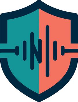 Abstract shield displaying sound waves in a digital environment for security concepts vector