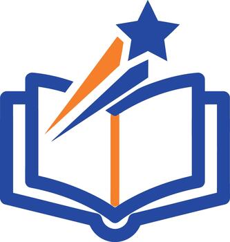 Stylized open book with a rising star symbolizing knowledge and achievement in education vector