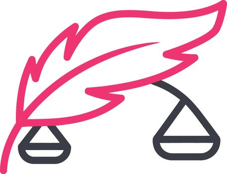 Feather and scales symbolizing justice and law in a minimalist modern and balanced design vector