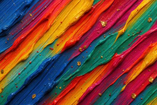 Vibrant Rainbow Paint Strokes With Gold Particles Abstract Background photo