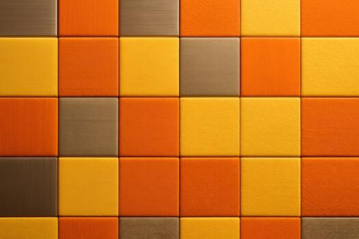 Warm Orange and Yellow Textured Tile Mosaic Pattern with Metallic Accents photo
