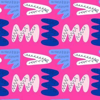 sin costura resumen modelo con blanco y azul geométrico formas en brillante rosado antecedentes para tela, fondo de pantalla, y envase papel vector