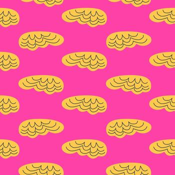 sin costura resumen modelo con amarillo como una nube formas en rosado antecedentes para tela, fondo de pantalla, y envase papel vector