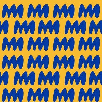 Seamless abstract pattern with dark blue wave-like shapes on yellow background for fabric, wallpaper, and wrapping paper vector