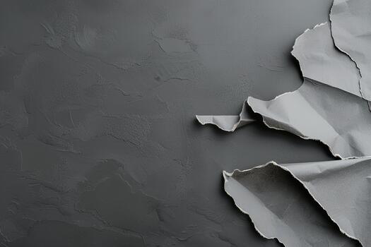 A gray background features a subtle textured design with a single sheet of folded paper. This composition offers a modern and minimalistic aesthetic ideal for various creative uses photo