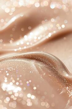 This scene showcases a smooth, glossy surface with a gentle shimmer and subtle sparkles. The warm tones and gradient create a calming backdrop ideal for various projects photo