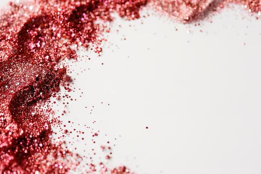 A beautiful arrangement of bright red glitter creates a romantic border with sparkling edges. The empty middle space allows for personalized text or designs, perfect for unique projects photo