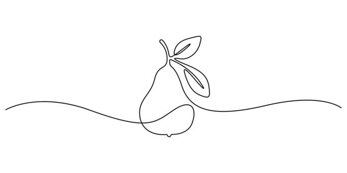 Pear continuous one line drawing minimalist style graphic illustration vector