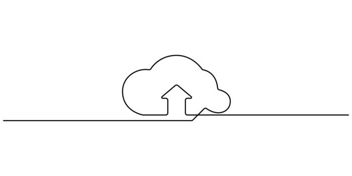 Cloud storage in one continuous line drawing minimalist style graphic illustration vector