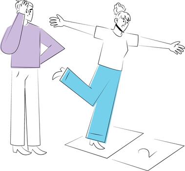 Two characters expressing emotions playfully vector