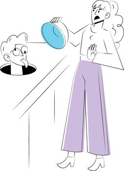 Surprised character holding a plate vector