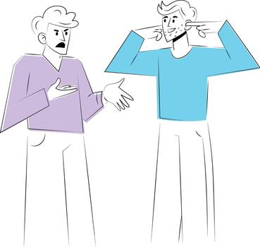 Two characters discussing animatedly vector