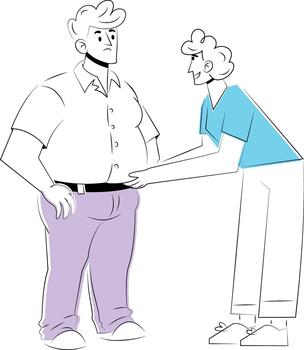 Two characters discussing body image vector